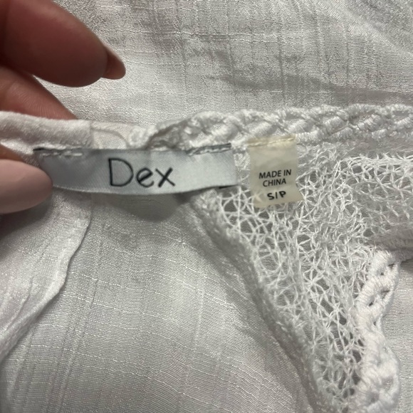 Dex White Boho button down back Sleeveless Tank Top - Picture 5 of 6